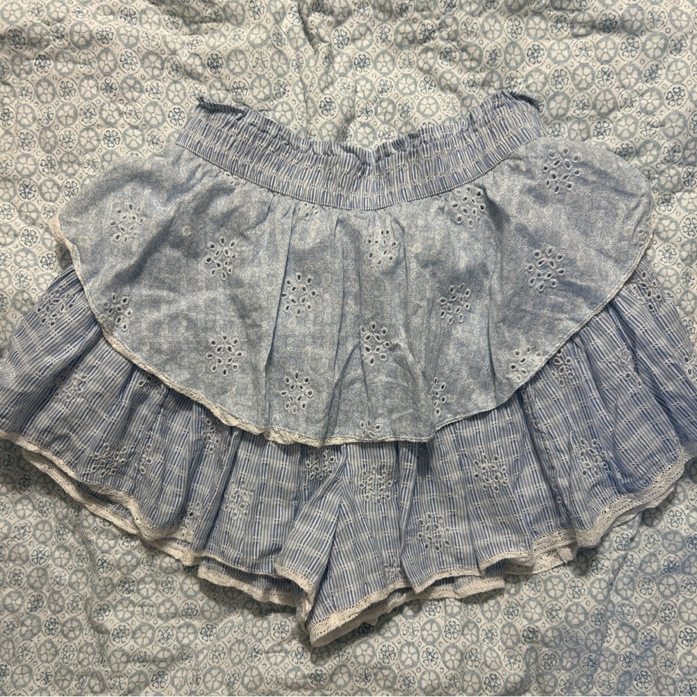 Blue Ruffle Shorts